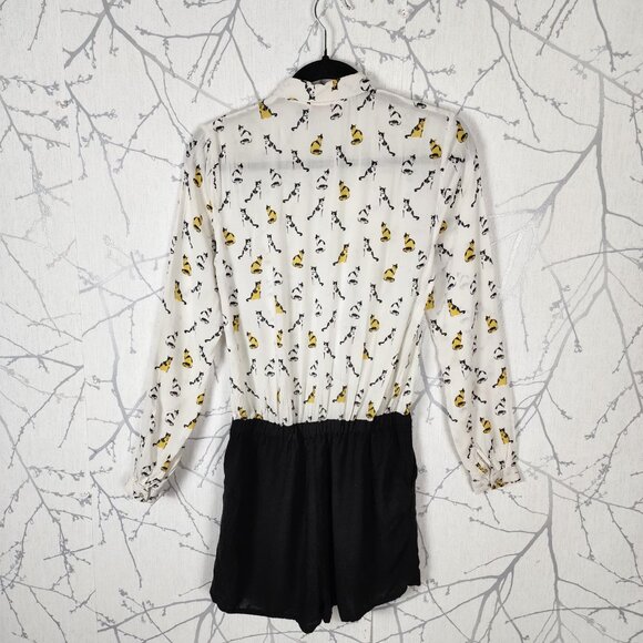 Camaieu Cats Print Button Up Romper - Picture 3 of 5